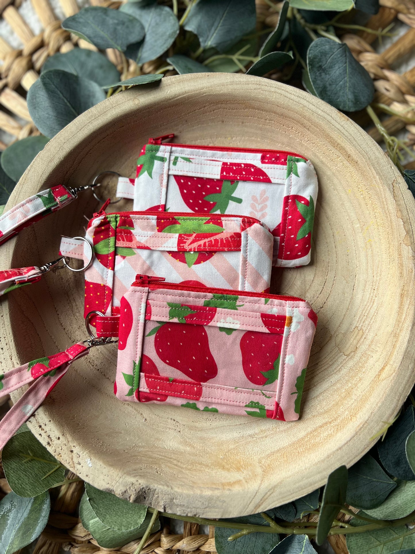 Strawberry Wristlet and Wallet Pouch