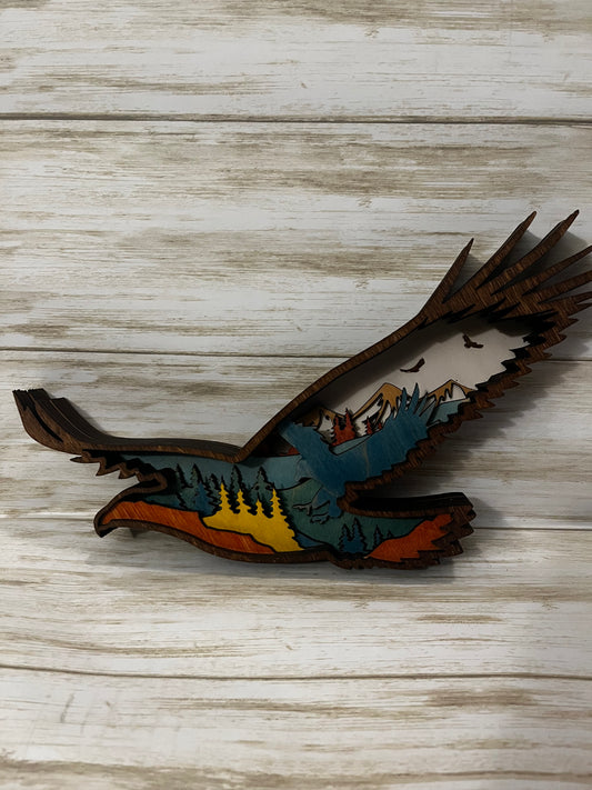 Eagle Bird Layered Wood Wall Decor Shelf Sitter